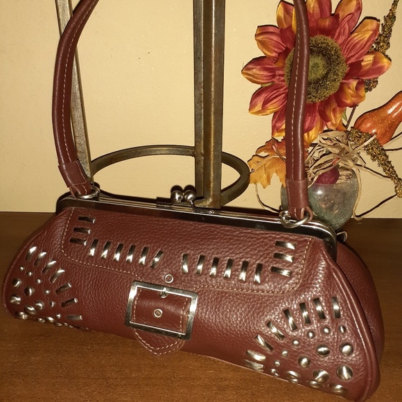 Maxximum Brown Satchel - leather-stud detail - Picture 8 of 8